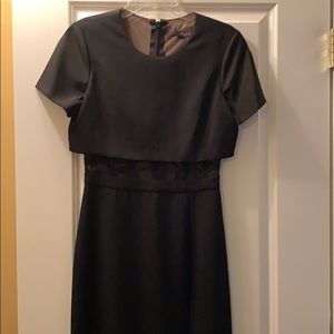 BCBG Black Gown with Lace detail and High Slit